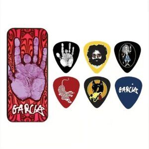 Jerry Garcia Guitar Picks & Tin Set ~ Featuring Iconic Logos ~ New/Sealed!